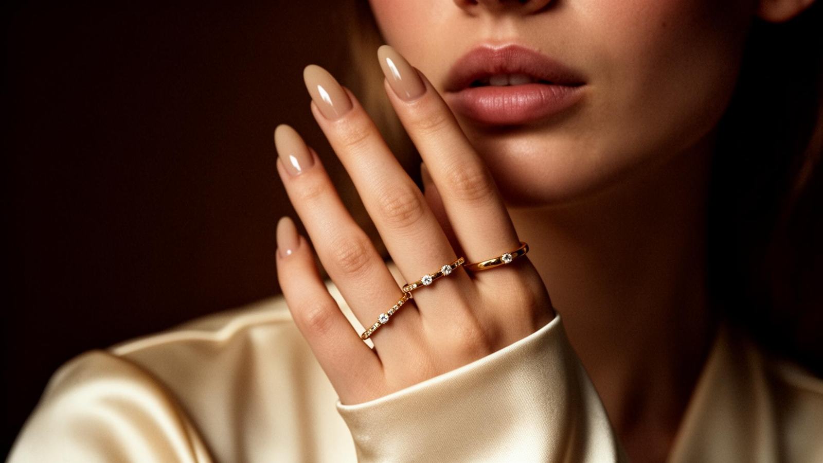 Luxury nude almond Russian manicure at KRASIVO Nails & Lashes in Chelsea NYC